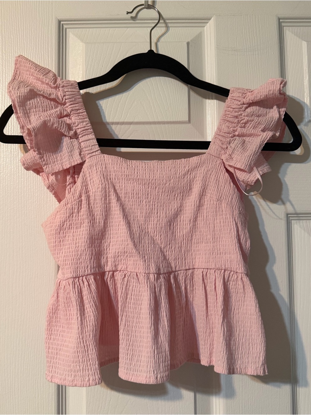 Pink Ruffled Square-Neck Top - Kids